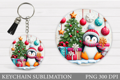 Cute Penguin Keychain Design. Christmas Keychain Sublimation Product Image 1