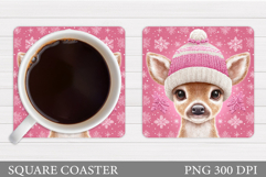 Christmas Deer Coaster Design. Christmas Coaster Sublimation Product Image 1