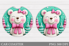 Christmas Bear Car Coaster. Christmas Car Coaster Design Product Image 1
