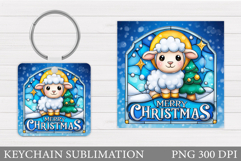 Christmas Lamb Keychain. Christmas Keychain Sublimation Product Image 1