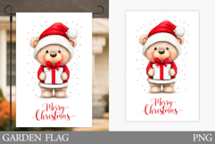 Christmas Bear Garden Flag. Christmas Garden Flag Design Product Image 1