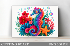 Seahorse Cutting Board. Sea Cutting Board Sublimation Product Image 1