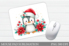 Cute Penguin Mouse Pad. Christmas Penguin Mouse Pad Design Product Image 1