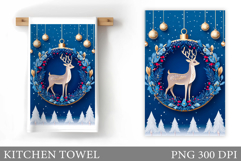 Reindeer Kitchen Towel. Christmas Kitchen Towel Design Product Image 1