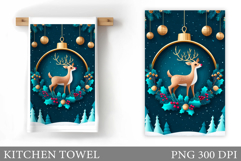 Reindeer Kitchen Towel. Christmas Kitchen Towel Design Product Image 1
