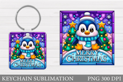 Christmas Penguin Keychain. Christmas Keychain Sublimation Product Image 1