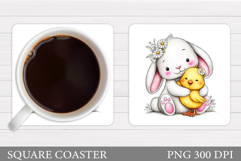 Bunny Chick Coaster Design. Spring Coaster Sublimation Product Image 1