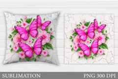 Butterflies Sublimation. Butterflies Pillow Design Product Image 1