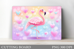 Valentines Flamingo Cutting Board. Valentines Cutting Board Product Image 1