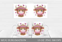 Valentines Cow Mug Sublimation. Valentines Mug Wrap Design Product Image 1