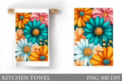 Floral Kitchen Towel Design. Flowers Kitchen Towel Product Image 1