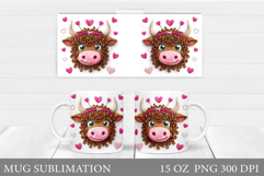 Valentines Cow Mug Sublimation. Valentines Mug Wrap Design Product Image 1
