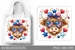 Patriotic Cow Tote Bag Design. Patriotic Cow Sublimation Product Image 1