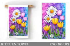 Wildflowers Kitchen Towel. Flowers Kitchen Towel Sublimation Product Image 1