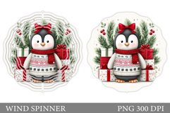 Cute Penguin Wind Spinner. Christmas Wind Spinner Design Product Image 1