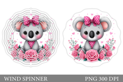 Cute Koala Wind Spinner. Koala Flowers Wind Spinner Design Product Image 1
