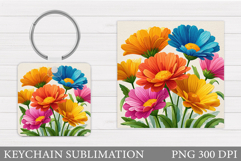 Flowers Keychain Design. Floral Keychain Sublimation Product Image 1