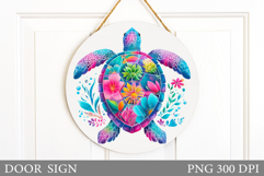 Turtle Door Sign Sublimation. Summer Door Sign Design Product Image 1