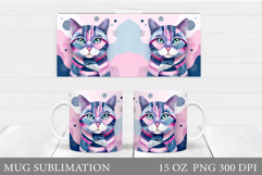 Cat Mug Wrap Design. Cute Cat Sublimation Product Image 1