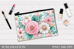 Flowers Makeup Bag Design. Flowers Makeup Pouch Sublimation Product Image 1