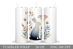 Cute Bunny Tumbler Design. Bunny Flowers Tumbler Sublimation Product Image 1