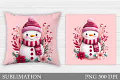 Christmas Snowman Pillow. Christmas Pillow Sublimation Product Image 1