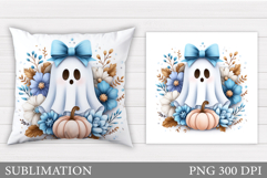 Cute Ghost Pillow Design. Halloween Ghost Pillow Sublimation Product Image 1