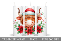Christmas Cow Tumbler Design. Christmas Tumbler Sublimation Product Image 1