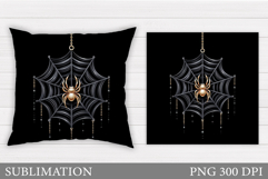 Halloween Spider Pillow Design. Halloween Pillow Sublimation Product Image 1