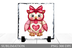 Valentines Owl Sublimation. Valentines Owl Slate Design Product Image 1