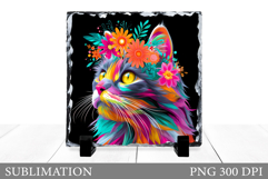Cute Cat Sublimation. Cat Slate Sublimation Product Image 1