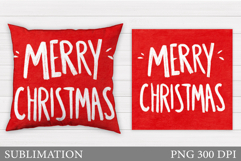 Merry Christmas Pillow Design. Christmas Sublimation Product Image 1