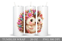 Hedgehog Tumbler Design. Cute Hedgehog Sublimation Product Image 1