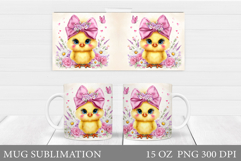 Cute Chick Mug Design. Chick Flowers Mug Wrap Sublimation Product Image 1
