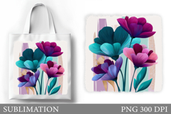 Flowers Tote Bag Design. Floral Tote Bag Sublimation Product Image 1