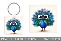 Peacock Keychain Design. Peacock Sublimation Product Image 1