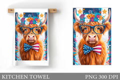 Patriotic Cow Kitchen Towel. Patriotic Kitchen Towel Design Product Image 1
