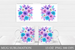 Flowers Mug Sublimation. Floral Mug Wrap Design Product Image 1