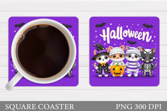 Halloween Cat Coaster Design. Halloween Coaster Sublimation Product Image 1