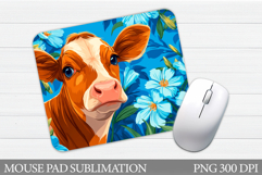 Cow Mouse Pad Design. Cute Cow Sublimation Product Image 1