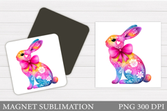 Floral Bunny Magnet Design. Bunny Magnet Sublimation Product Image 1