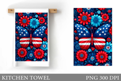 Patriotic Butterfly Kitchen Towel. Patriotic Kitchen Towel Product Image 1