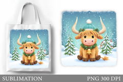 Christmas Cow Tote Bag. Christmas Tote Bag Sublimation Product Image 1