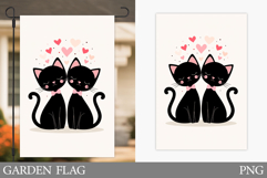 Valentines Cat Garden Flag. Valentines Garden Flag Design Product Image 1