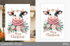 Christmas Cow Garden Flag. Christmas Garden Flag Sublimation Product Image 1
