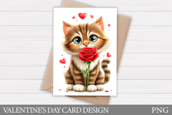 Valentines Cat Card Printable. Valentines Card Design Product Image 1