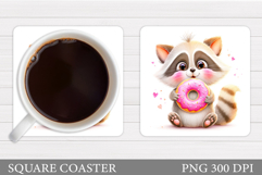 Valentines Raccoon Coaster. Cute Raccoon Coaster Design Product Image 1
