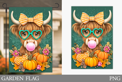 Fall Cow Garden Flag Design. Fall Garden Flag Sublimation Product Image 1