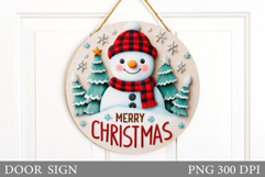 Cute Snowman Door Sign Design. Christmas Sublimation Product Image 1