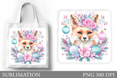 Christmas Fox Tote Bag. Christmas Tote Bag Sublimation Product Image 1